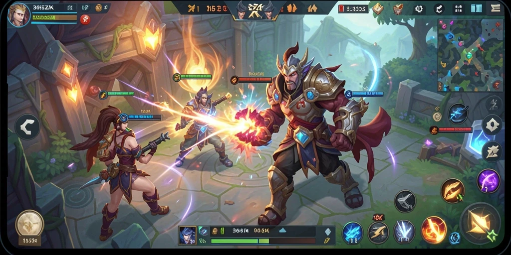 Tangkapan layar gameplay 365ZK yang penuh aksi MOBA.