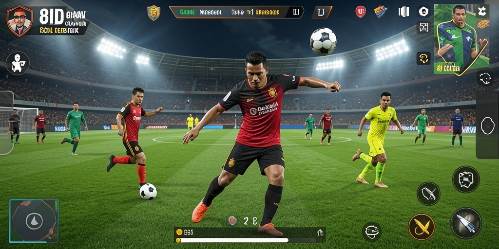 Tampilan gameplay 8ID yang memukau dalam pertandingan sepak bola.