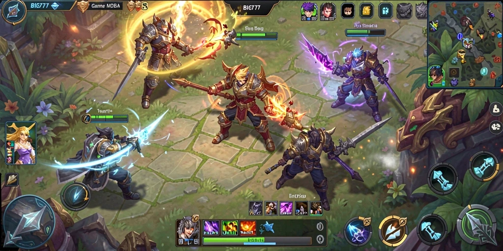 Screenshot gameplay BIG777 menampilkan aksi seru pertarungan tim.