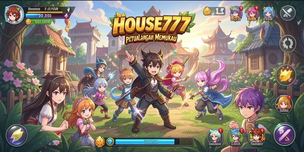 Tampilan screenshot utama HOUSE777 yang menunjukkan aksi seru gameplay Anime.
