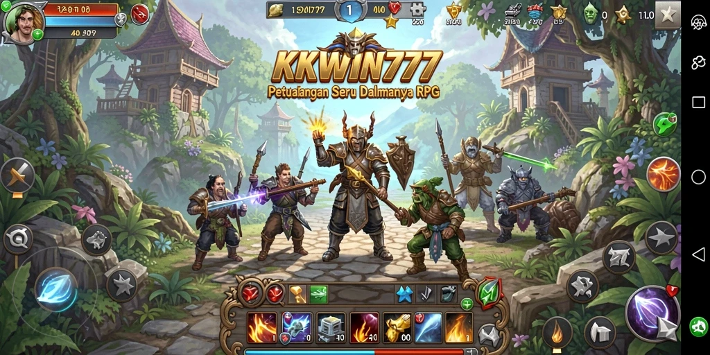 Screenshot menunjukkan gameplay seru dalam KKWIN777 dengan petualangan RPG yang mendebarkan.