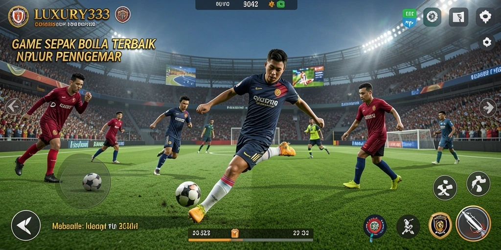Tampilan gameplay LUXURY333 menampilkan aksi sepak bola yang mendebarkan.