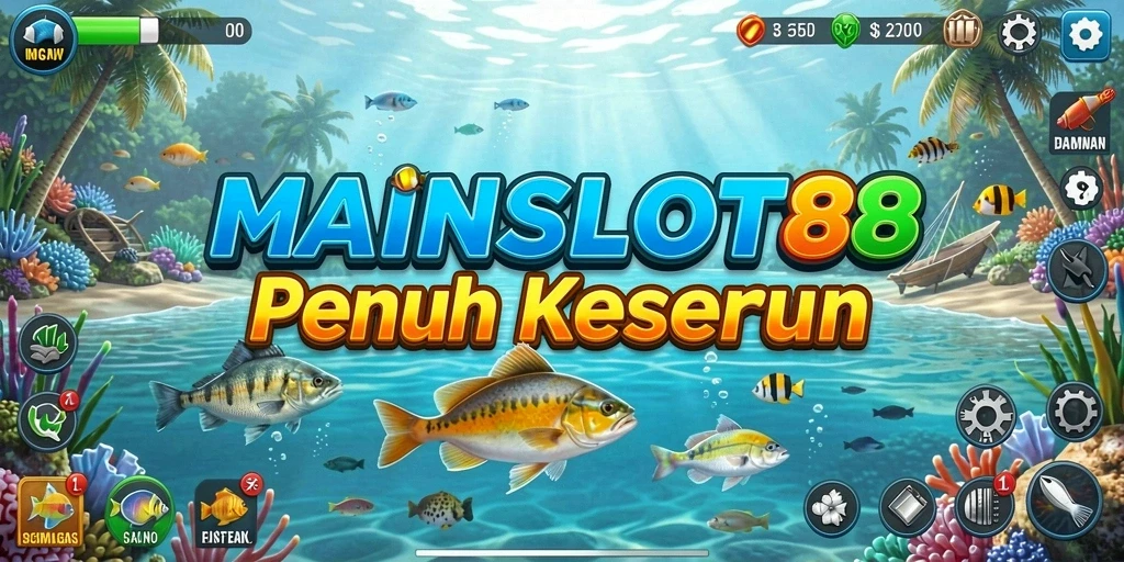 Tampilan gameplay MAINSLOT88 yang menakjubkan, menangkap berbagai ikan di lautan.