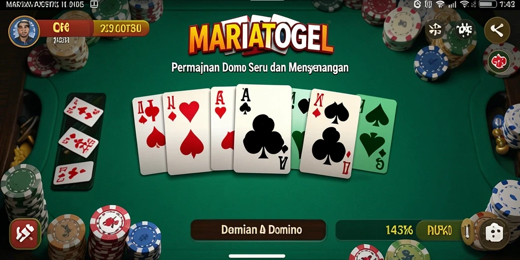Tampilan gameplay seru dalam MARIATOGEL saat bermain domino.