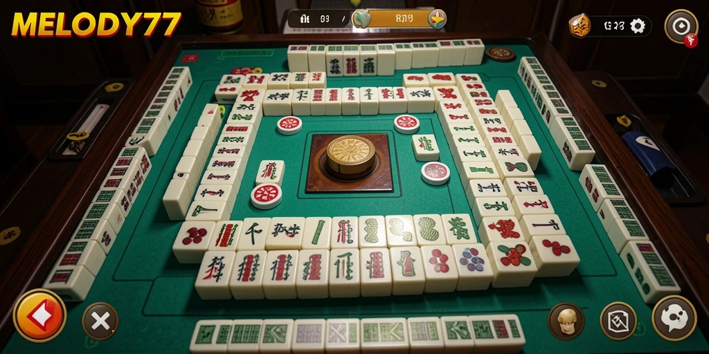 Tampilan gameplay MELODY77 yang mendebarkan dalam Mahjong.