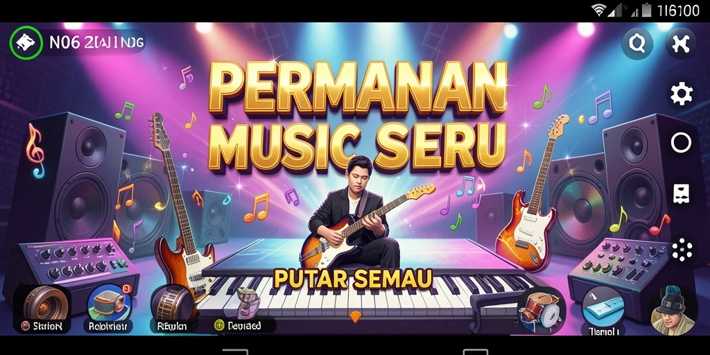 Tampilan screenshot N06 yang menampilkan gameplay musik yang seru.